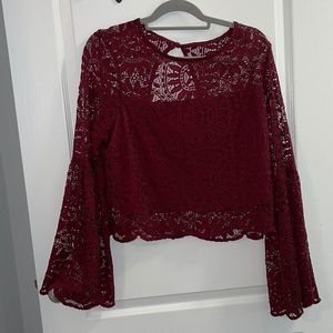 Xhilaration Burgundy Flounce sleeve top Size XL